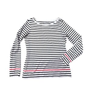 The Outfitters‎ Women's Striped Long Sleeve Boat Neck Top 100% Pima Cotton M/L